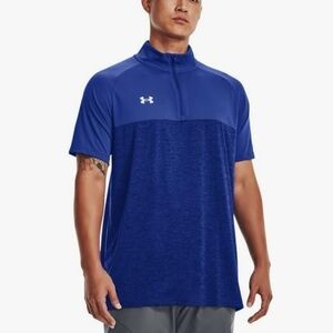 Under Armour Mens Large Locker Jacquard Royal Blue Short Sleeve 1/4 Zip Shirt